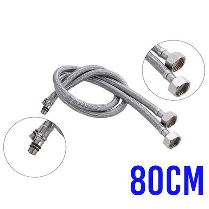 Imagem de Engate Rabicho Par 80cm Kit 5 Unidades Torneira Monocomando Agua Quente Fria Misturador Mangueira Flexivel Banheiro Cozinha Pia