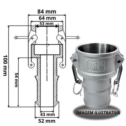 Imagem de Engate Rápido Alumínio 1.1-2 Pol Acoplador Espigão Ert-c - Camlock