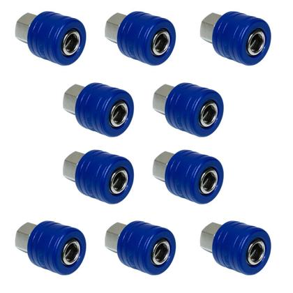 Imagem de Engate Rápido De Ar 1 4 Fêmea Azul Kit Com 10 Unidades