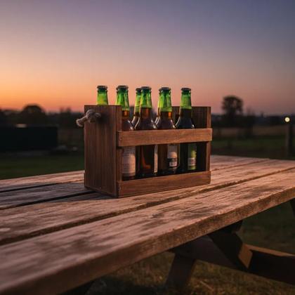 Imagem de Engradado De Madeira Envelhecido Para Cervejas - 7 Long Neck