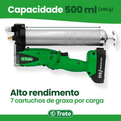 Imagem de Engraxadeira Pistola de Graxa a Bateria 21V 9000 PSI TGRAX21 Trato