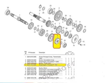 Imagem de Engrenagem moto honda cambio 2 marcha titan 150 fan 125