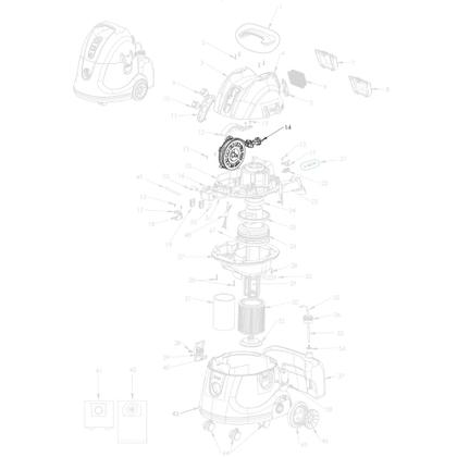 Imagem de Enrolador com Cabo Elétrico Compatível com Extratora WAP Aqua Cleaner FW008545
