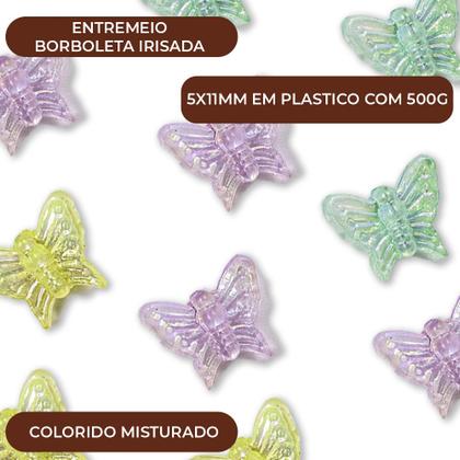 Imagem de Entremeio Borboleta Irisada 15X11mm Em Plastico Com 500G