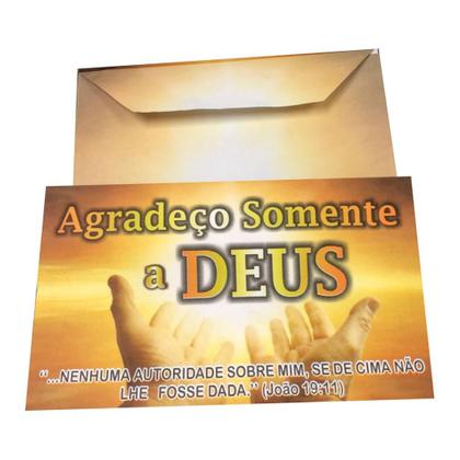 Imagem de Envelope Gratidão a Deus Colado - 100 Unidades de Papel Offset