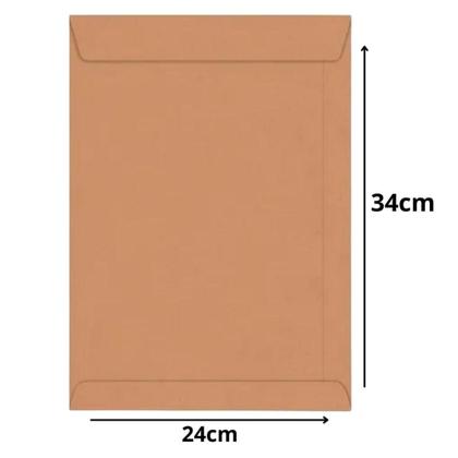 Imagem de Envelope Pardo A4 Kraft Natural 24x34cm 100 Unidades 90gr - Foroni