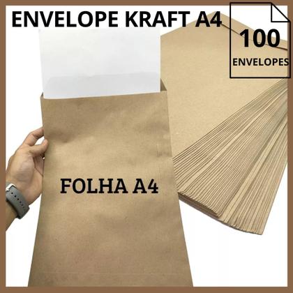 Envelope pardo papel kraft para a4 documentos curriculo escritorio 100 unid - FORONI Imagem de Envelope pardo papel kraft para a4 documentos curriculo escritorio 100 unid
