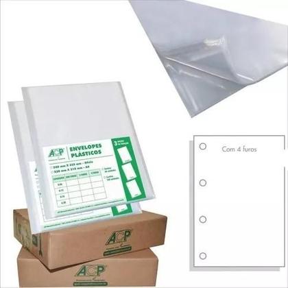 Imagem de Envelope Plástico Ofício 4 Furos Extra Grosso 0.20mm 100 Un.
