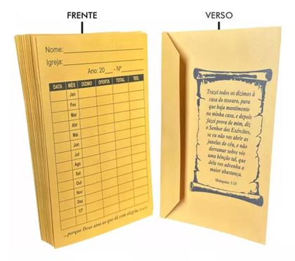 Imagem de Envelopes Para Dizimo Anual + Oferta - 100 Unidades Amarelo