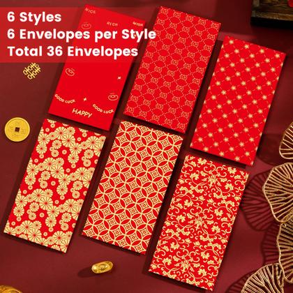 Imagem de Envelopes vermelhos de Ano Novo Chinês LMOMSS 36 unidades, design 2025
