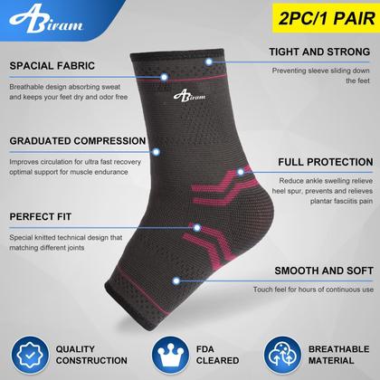 Imagem de Envoltório de compressão ABIRAM Foot Sleeve com suporte de tornozelo (par)