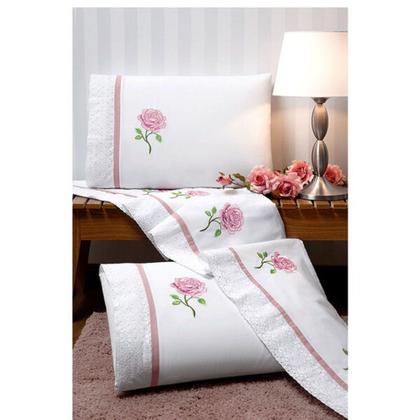 Imagem de Enxoval Cobre Leito + Jogo de Cama Athena Queen Completo 11 Peças Percal 180 Fios 80% Algodão / 20% Poliéster - ROSÊ