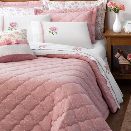 Imagem de Enxoval Cobre Leito + Jogo de Cama Athena Queen Completo 11 Peças Percal 180 Fios 80% Algodão / 20% Poliéster - ROSÊ