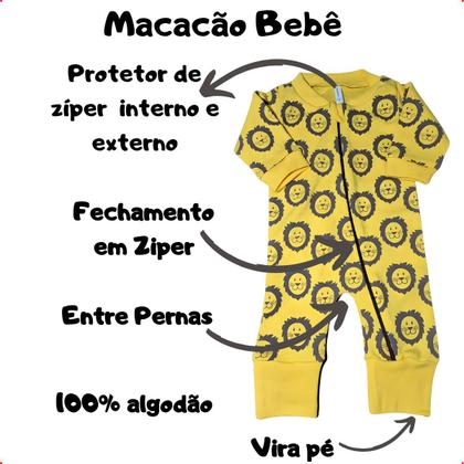 Imagem de Enxoval do bebê Macacão vira pé com zíper 100% Algodão Lisos Meninos Meninas Lista maternidade