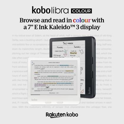 eReader Kobo Libra Colour 7 polegadas, sem brilho, impermeável