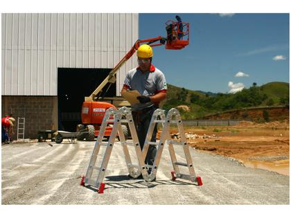Imagem de Escada Articulada 13 em 1 3x4 com 12 Degraus de Alumínio Suporta 150kg Botafogo