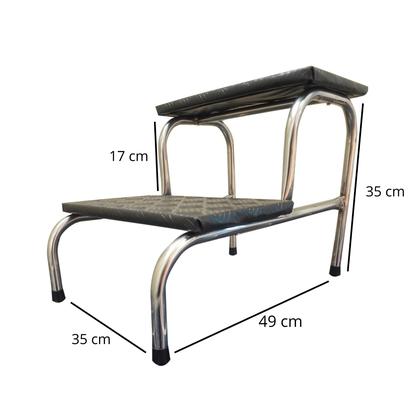 Imagem de Escada Clínica de 2 Degraus Tubo 3/4 Inox Piso em MDF Com Antiderrapante
