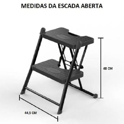 Imagem de Escada De Alcance 2 Degraus Preta Anodilar