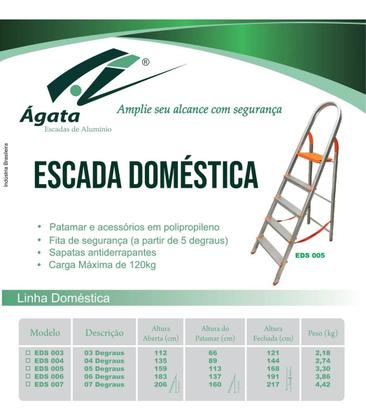 Imagem de Escada de Alumínio 5 degraus Residencial EDS005 Ágata