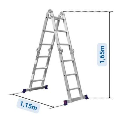 Imagem de Escada de Alumínio Articulada 12 Degraus 4x3 - Mor