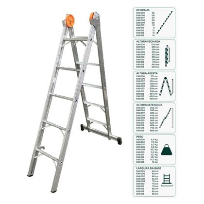 Imagem de Escada de Alumínio Extensiva 6 Degraus - AGATA