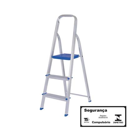 Imagem de Escada Dobravel De Alumínio MOR Tesoura 3 Degraus Resistente