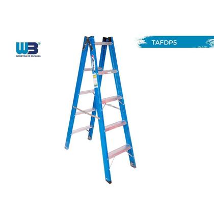 Imagem de Escada em Fibra Tesoura Dupla 5 Degraus 1,50m Premium WBertolo
