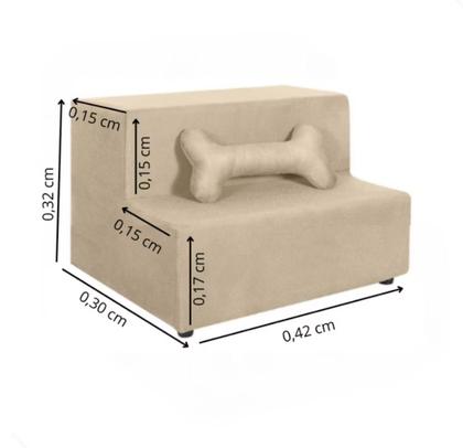 Imagem de Escada Escadinha Pet 2 Degraus Gato e Cachorro Ideal Sofá, Cama Espumada com Osso incluso Cinza