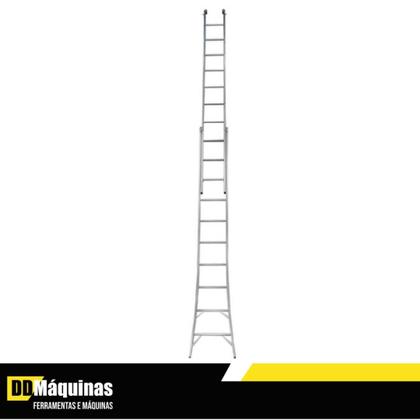 Imagem de Escada Extensiva 4 em 1 - 2 x 10 Degraus em Alumínio - Real