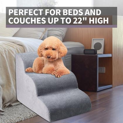 Imagem de Escada para Cães Pequenos Chic Threads - 3 Degraus para Sofás e Camas Altas