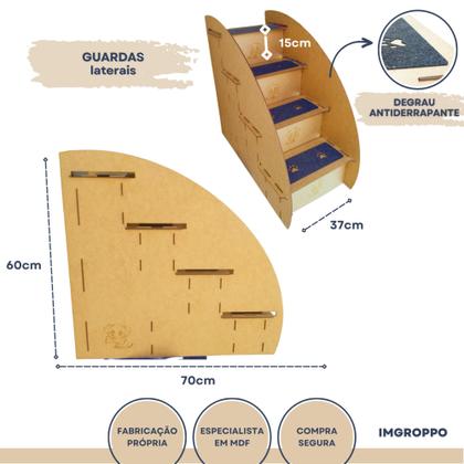 Imagem de Escada Pet 60cm Cachorro Gato Escadinha Cães Mdf 4 degraus