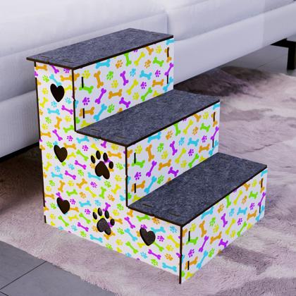 Imagem de Escada Pet Cachorros Gato Com Carpete Madeira Mdf 6mm