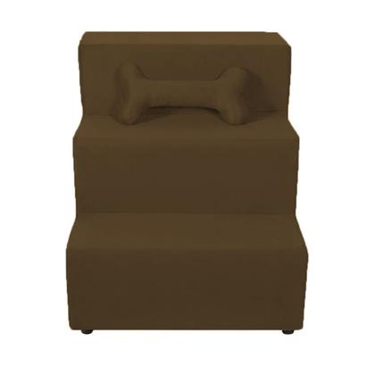 Imagem de Escada Pet Escadinha P Cachorro Gato Rampa Suede Veluso Marrom