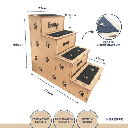 Imagem de Escada Pet Mdf 4 Degraus 60cm Personalizada