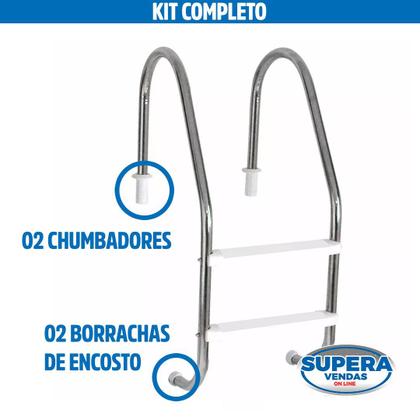 Imagem de Escada Piscina Aço Inox Com Degraus Abs Corrimão Resistente