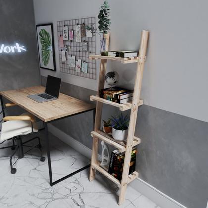 Imagem de Escada Prateleiras  Suporte Para Livros Cor Natural  - Technox