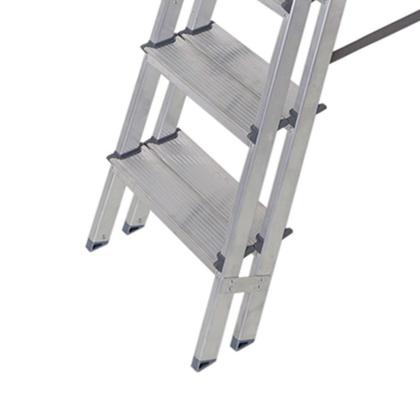 Imagem de Escada Suporta 120kg Alumínio 5 Degraus 1,53m Pés Antiderrapantes Degraus Corrimãos Duplos Reisam