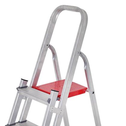 Imagem de Escada Suporta 120kg Alumínio 5 Degraus 1,53m Pés Antiderrapantes Degraus Corrimãos Duplos Reisam