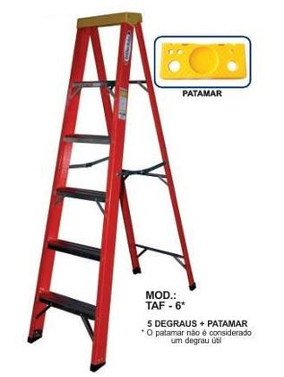 Imagem de Escada Tesoura 1.8 m Alumínio/Fibra 6 degraus WBertolo TAF 6
