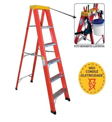 Imagem de Escada Tesoura 1.8 m Alumínio/Fibra 6 degraus WBertolo TAF 6