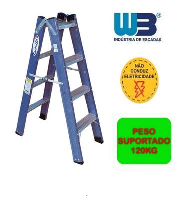 Imagem de Escada Tesoura dupla 1.2m Alumínio/Fibra 4 degraus WBertolo