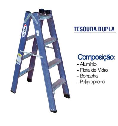 Imagem de Escada Tesoura dupla 1.2m Alumínio/Fibra 4 degraus WBertolo
