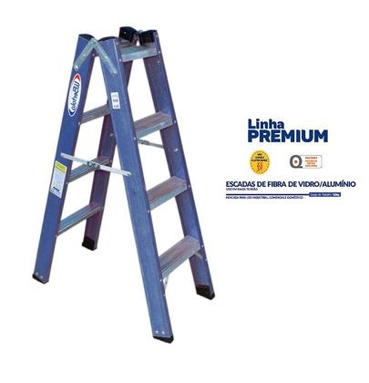 Imagem de Escada Tesoura dupla 1.2m Alumínio/Fibra 4 degraus WBertolo