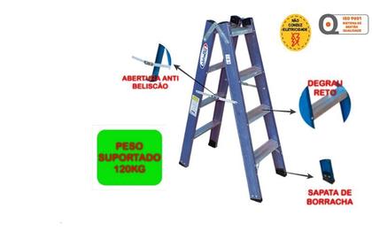 Imagem de Escada Tesoura dupla 1.2m Alumínio/Fibra 4 degraus WBertolo