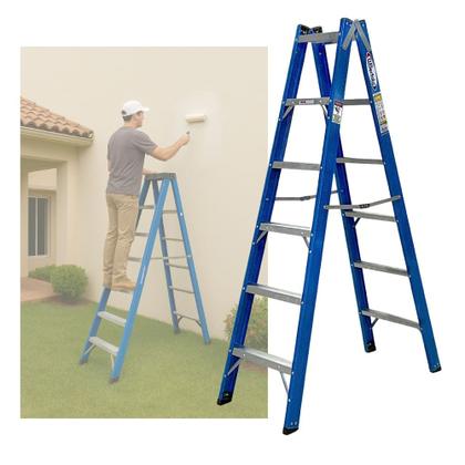 Imagem de Escada Tesoura Dupla Fibra Premium 6 Degraus 1,8Mts TAFDP6 W BERTOLO