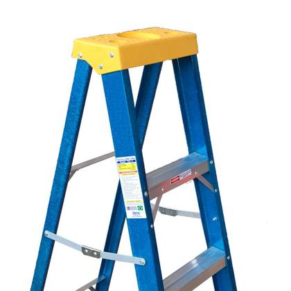Imagem de Escada tesoura simples em fibra de vidro 3 degraus + patamar 1,20 m- Premium