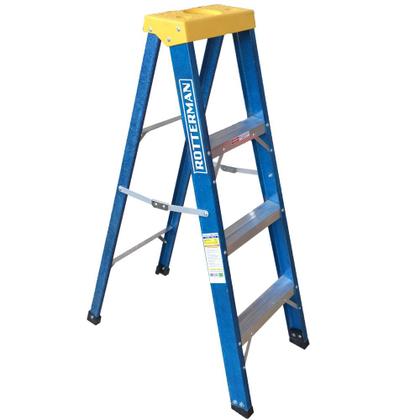 Imagem de Escada tesoura simples em fibra de vidro 3 degraus + patamar 1,20 m- Premium