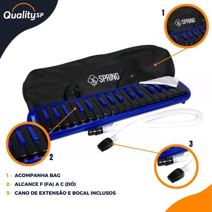 Imagem de Escaleta Spring SG37 Azul Com preto 37 Notas com Bag
