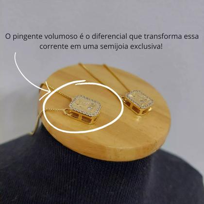 Imagem de Escapulário Colar Corrente Delicada com pingente Nossa Senhora Aparecida 60cm semijoia banhada a ouro 18k dourado com garantia Antialérgico