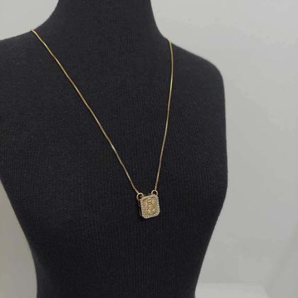 Imagem de Escapulário Colar Corrente Delicada com pingente Nossa Senhora Aparecida 60cm semijoia banhada a ouro 18k dourado com garantia Antialérgico
